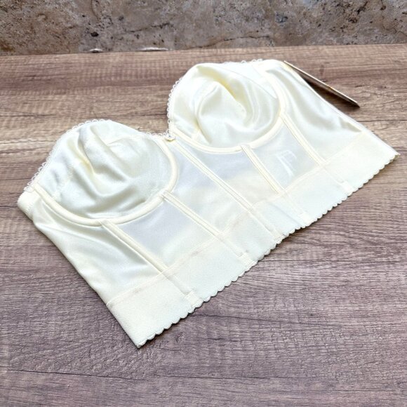 Dominique Intimate Apparel Corset Bra Bustier Womens 40C Cream Strapless Underwi - Picture 2 of 10